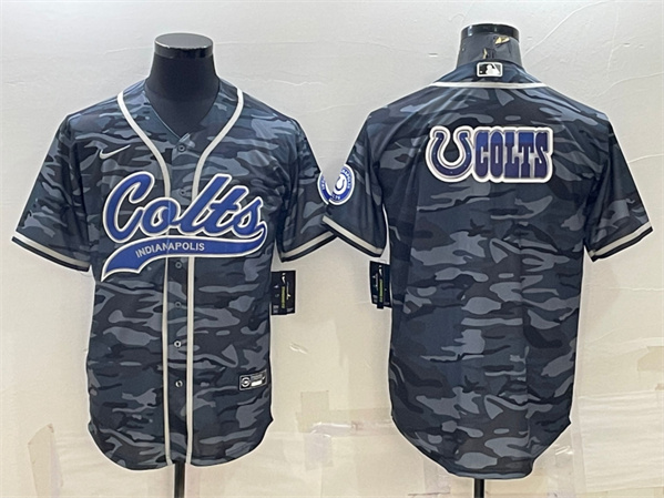 Men's Indianapolis Colts Gray Camo Team Big Logo With Patch Cool Base Stitched Baseball Jersey